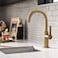 صنبور مطبخ ذو مقبض واحد من طراز Kraus KPF-2822BB Oletto، مقاس 12 بوصة، لون برونزي مصقول.