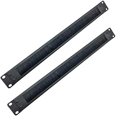 JINGCHENGMEI JCM-19NA Jingchengmei 2 Pack 1U Cable Manager Panel with Brush Server Rack Wire Management System for Cable Entry for 19in Rack,Black.