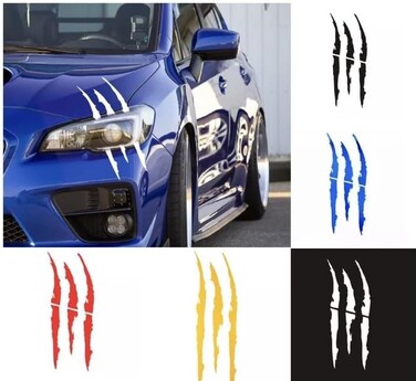 ARAWARA Car Stickers Reflective Monster Claw Scratch Marks Headlight Bumper Sticker Waterproof Decal (White.