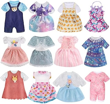 OUFOTAT Girl Doll Clothes and Accessories - 12 Set Alive-Baby Doll Clothes Dress Pajamas Outfits for 12 Inch Boy Girl Baby Dolls - Lovely Unicornss Doll Clothing Casual Wear for Kids Girls Birthday Gi
