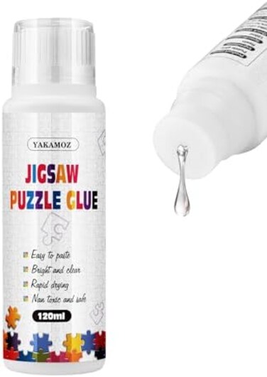 Yakamoz Updated Jigsaw Puzzle Glue with New Sponge Head for Adults and Children Clear Water-Soluble Special Craft Puzzle Glue, Non-Toxic and Quick Dry for 1000/1500/3000 Pieces of Puzzle,120ML.