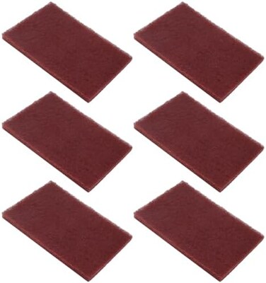 BokWin 6 قطع 3M Scotch Brite 7447 وسادات صنفرة يدوية للأغراض العامة ذات درجة نعومة فائقة 200 × 125 مم / 8 بوصة × 5 بوصة أحمر.