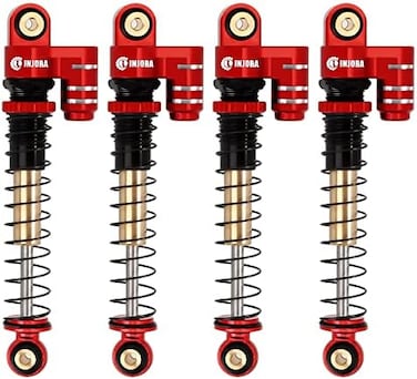 INJORA RC Shock Absorber 4Pcs 43mm Threaded Tele Dampfer Shock Springs High Strength for 1:24 RC Crawler Axial SCX24 AXI90081 Deadbolt (4pcs, Red.