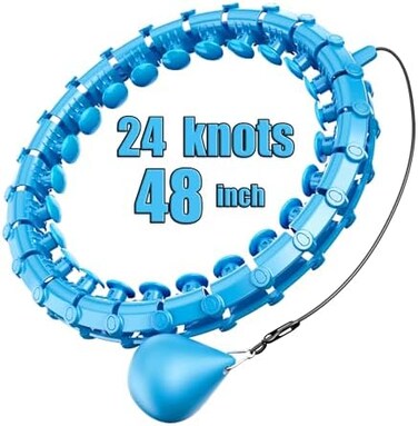 Dumoyi Smart Weighted Fit Hoop for Adults Weight Loss, 24 Detachable Knots, 2 in 1 Adomen Fitness Massage, Great for Adults and Beginners.