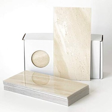 BeNice Peel and Stick Backsplash Large Bathroom Subway Tiles,Kitchen Shower Wall Stickers Waterproof(23TilesBeige.