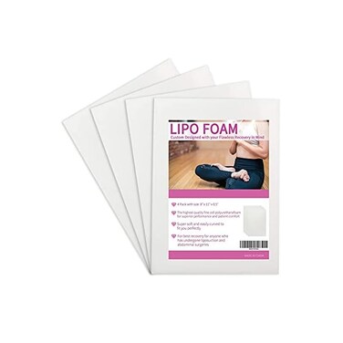 Birllaid Lipo Foam Pads for Post Surgery, BBL Foam Boards After Lipo,Help Out When Using Ab Board Compression Garments Tummy Tuck, 4 Pack Liposuction Surgery Foam Sheet for Recovery 8" X 11".