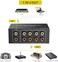 PROZOR RCA Audio Switcher 4(1-In-1(4-Out with Volume Control and Selection Button 4 Way Bi-Directional RCA Switcher Gold-Plated Interface Speaker Switch Box with 1. 5m/4. 9ft RCA Cable for Speaker DVD