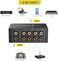 PROZOR RCA Audio Switcher 4(1-In-1(4-Out with Volume Control and Selection Button 4 Way Bi-Directional RCA Switcher Gold-Plated Interface Speaker Switch Box with 1. 5m/4. 9ft RCA Cable for Speaker DVD
