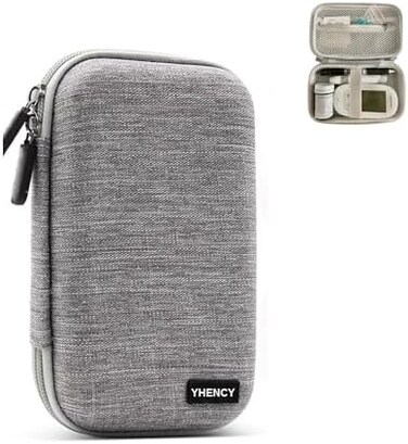 YHENCY Hard Shell Diabetic Supplies Bag Carrying Case Organizer For Diabetes Testing Kit, Blood Glucose Monitor Kit with Meter, Blood Sugar Test Strips, Lancets, Lancing Device, Alcohol Wipe (A-Gray,