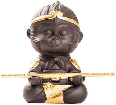 XIZHI Chinese Purple Clay Ceramic Kung Fu Tea Set Monkey King Tea Pet Statue Ornament Gift for Home Office Tea Supplies.