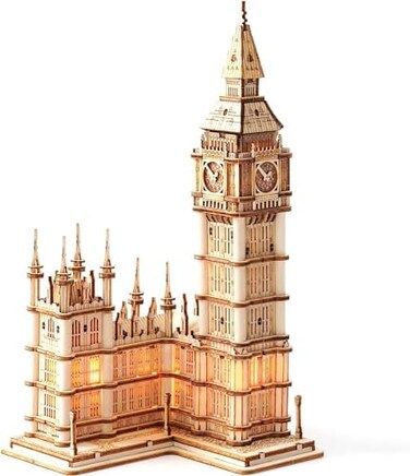 Rolife 3D Wooden Puzzles Big Ben Craft Model Kits for Adults to Build Birthday Gift for Family and Friends.