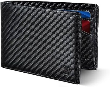 SERMAN BRANDS Mens Slim Bifold Wallet RFID Blocking Minimalist Front Pocket Wallets for Men - ThinStylish, Modern Black Elite, Slim, Minimalist.