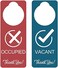 Blirik Vacant Occupied Sign, 2 Pack, Double Sided,Door Hanger Sign for Home Office Restroom Conference Hotels Hospital,Indicator Tells Whether Room Vacant or Occupied (PVC，9'' x 3''.
