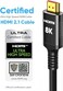 كابل HDMI 2.1 معتمد من Snowkids بدقة 8K، بطول 10 أقدام، وسرعة نقل بيانات فائقة تبلغ 48 جيجابت في الثانية، متوافق مع دقة 10K و8K@60Hz و4K@120Hz، مناسب لأجهزة التلفزيون/أجهزة الكمبيوتر المحمولة/الشاشات/