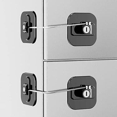 Mr Chen Refrigerator Door Locks，2 PCS Fridge Lock with 4 Keys and Strong Adhesive Child Safety Locks Set for Appliances Kitchen Cabinets Fridge Door Refrigerator Cabinet Drawer（Black 2Pack.