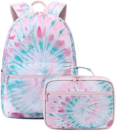 Abshoo Lightweight Tie Dye School Backpacks Set for Teen Girls Backpack with Lunch Bag, A Tie Dye.