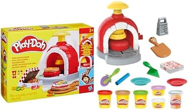 Play-Doh Kitchen Creations Pizza Oven Playset, Play Food Toy for Kids 3 Years and Up, 6 Cans of Modeling Compound, 8 Accessories, Non-Toxic ArtCraft Toys For Kids, Great Gift For BoysGirls.
