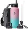 Coolflask 32 oz Water Bottle with StrawSpout Lid, Insulated Water Bottle 1/4 Gallon Wide Mouth , Sweat-Proof BPA-Free Keep Cold Up to 48 Hrs or Hot Up to 24 Hrs, Bubblegum Princess.