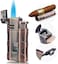 PROMISE Torch Lighter Triple Jet Flame Refillable Butane Cigar Lighter Windproof Lighter with Cigar Punch Rest Holder - Butane Not Included (Red Copper.