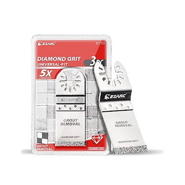 EZARC Multi-Tool Grout Remover Blade, Diamond Oscillating Multitool Saw Blades for Grout Removal, Mortar and Soft Tile Cut DO34F, 3-Pack.