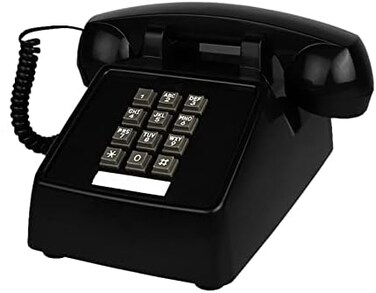TelPal Landline Phones for Home Office Hotel School Corded Single Line Heavy Desktop Basic Telephone for Seniors Retro Classic Old Fashion Movie Decor Telephones with Loud Metal Bell Ringer (Black.