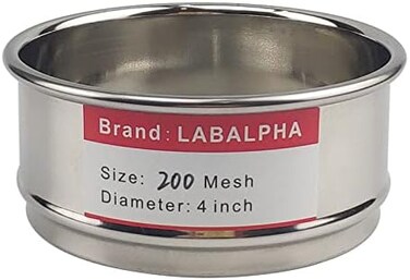 مناخل مختبرية LABALPHA 200 Mesh، منخل اختبار 200 Mesh، قطر 4 بوصة، سلك من الفولاذ المقاوم للصدأ 304 (0.075 مم).