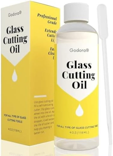 Godora Glass Cutting Oil, Suitable for All Glass Cutting Tools, 4 Ounces Glass Cutter Oil is Used for Cutting Glass, Stained Glass, Glass Bottles, Tiles and Mirrors.