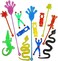 PORAFUK 46 Pieces Vinyl Stretchy Sticky Toys Assorted Novelty Large Sticky Hands, Hammer, Lizards, Skull and Flying Frog for Children Kids Party Favors, Birthdays.