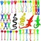 PORAFUK 46 Pieces Vinyl Stretchy Sticky Toys Assorted Novelty Large Sticky Hands, Hammer, Lizards, Skull and Flying Frog for Children Kids Party Favors, Birthdays.