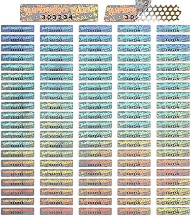 Marspark 500 Pieces Silver Security Tamper Evident Seals Stickers Void Original Genuine Authentic Hologram Labels Tamper Proof Evident Stickers Sequential Serial Numbering, 0. 24 x 1 Inch.