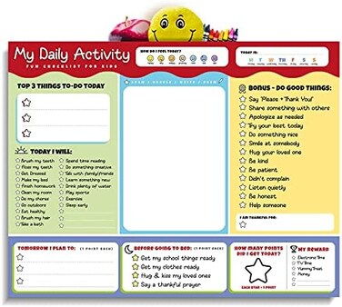 Goody Farm Daily Kid Notepad Activity Checklist - Child Habit Manner Chore Skill Pad To Do.