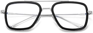 NIDOVIX Non Prescription Clear Lens Fake Glasses for Women Men Retro Round Metal Frame Blue Light Blocking Lens.