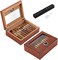 TISFA Cigar Humidor, Glass Top Cigar Box with Hygrometer Humidifier and Divider, Desktop Cedar Wood Storage Case Holds 20-30 Cigars.