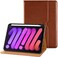 غطاء DTTO لجهاز iPad Mini من الجيل السابع/السادس 8.3 بوصة 2024/2021، غطاء جلدي فاخر للأعمال مع حامل لجهاز iPad Mini 7 (A17 Pro/ Mini 6) مع حامل قلم - زوايا عرض متعددة، بني.