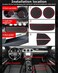 Auprite Non-Slip Anti-Dust Mats for Ford Mustang Accessories 2015-2022, Custom Fits Cup Holder Liners Mats Door Pocket Center Console Liners (5Pcs Set, Red Trim.