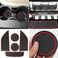 Auprite Non-Slip Anti-Dust Mats for Ford Mustang Accessories 2015-2022, Custom Fits Cup Holder Liners Mats Door Pocket Center Console Liners (5Pcs Set, Red Trim.