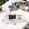 Luxspire Bathroom Vanity Tray, Golden Rimmed Jewelry Organizer rectangle Ceramic Tray, Kitchen Countertop Ring Dish Holder Cosmetic Organizer plate for Candles Perfume Home D&eacute;cor, Medium, Marble White