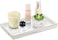 Luxspire Bathroom Vanity Tray, Golden Rimmed Jewelry Organizer rectangle Ceramic Tray, Kitchen Countertop Ring Dish Holder Cosmetic Organizer plate for Candles Perfume Home D&eacute;cor, Medium, Marble White