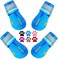 QUMY Dog Shoes for Large Dogs, Medium Dog BootsPaw Protectors for Winter Snowy Day, Summer Hot Pavement, Waterproof in Rainy Weather, Outdoor Walking, Indoor Hardfloors Anti Slip Sole Blue 8.