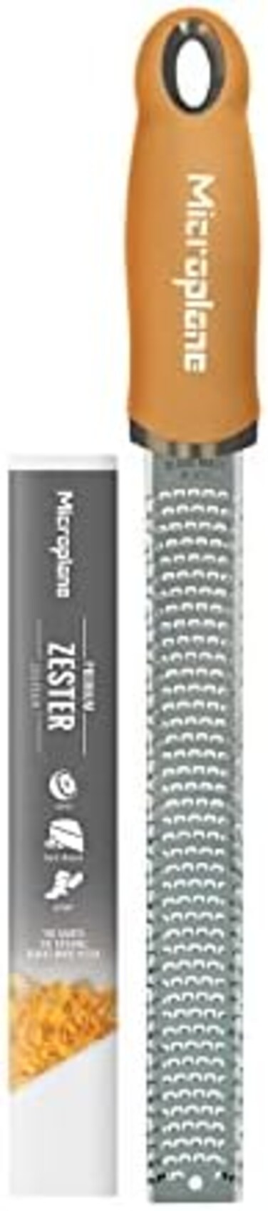 Microplane Premium Classic Zester, Stainless Steel, Mustard Yellow, 325 x 35 30 mm, 46623E.