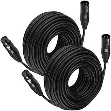 MIKIZ XLR Cables 50 Ft 2 Packs - Premium 3-Pin Balanced XLR Male to Female Microphone Mic Cable 50ft.