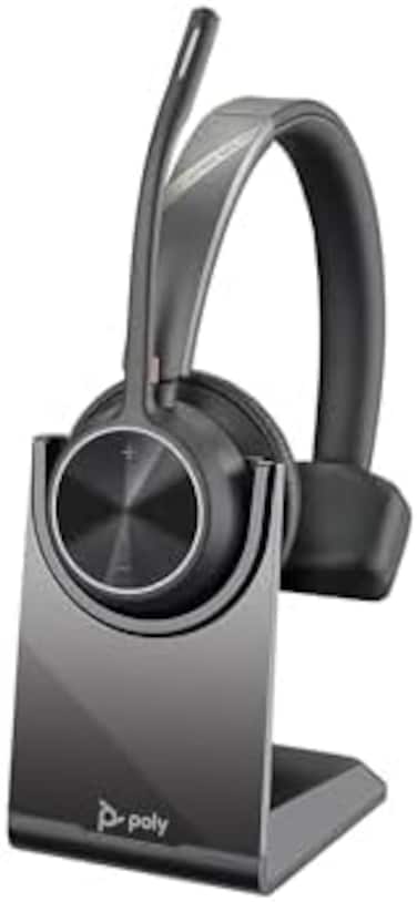 Poly - Voyager 4310 UC Wireless HeadsetCharge Stand (Plantronics- Single-Ear Headset w/Mic - Connect to PC/Mac via USB-A Bluetooth Adapter, Cell Phone via Bluetooth -Works with Teams, ZoomMore.