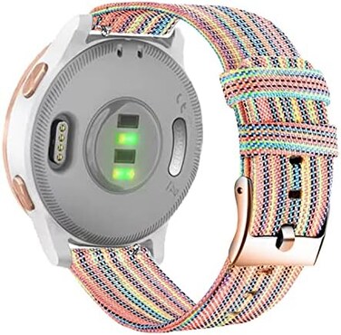 Abanen Nylon Watch Bands for Garmin Venu 2S / Vivoactive 4S / Vivomove 3S, 18mm Quick Release Woven Soft Canvas Quick Dry Women Wristband Strap for Fossil Venture Gen 4,Women's Gen 5E 42mm (Colorful.