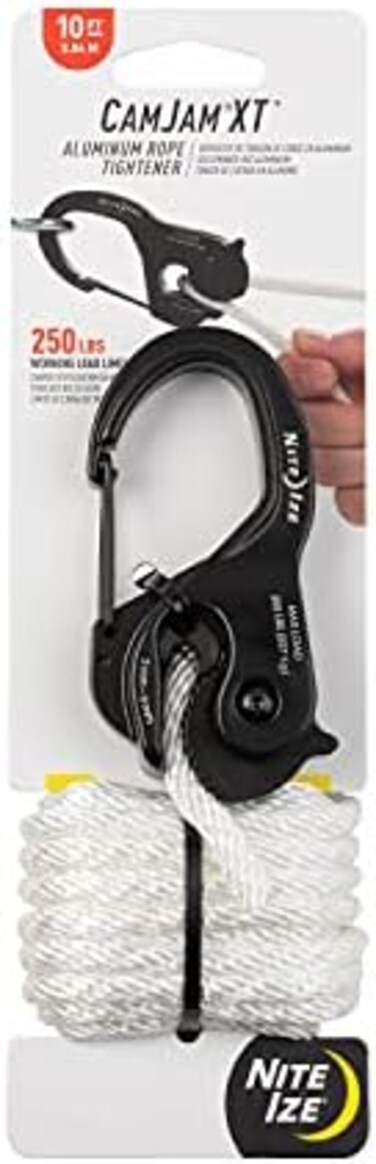 Nite Ize CamJam XT Aluminum Tie Down Rope Tightener With Carabiner Clip.