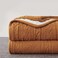 Longhui bedding Burnt Orange 50 x 63 Inches Acrylic Cable Knit Sherpa Throw Blanket - Thick, Soft, Big, Cozy Knitted Fleece Blankets for Couch, Sofa, Bed - Large Coverlet All Season.