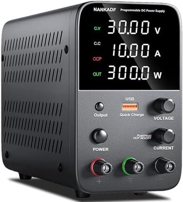 NANKADF DC Power Supply Variable,Bench Power Supply with 4-Digits LED Display, 5V/3. 6A USB Quick-Charge, Adjustable Power Supply with Encoder Adjustment Knob, Output Enable/Disable Button (30V 10A Bl
