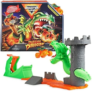 Monster Jam Dueling Dragon Playset with Exclusive 1:64 Scale Truck, Kids Toys for Boys Green Ages 3 and up 6063919.