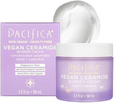 Pacifica Face Cream - Vegan Ceramide Barrier Cream w/NiacinamideShea Butter - Hydrating Daily Face Moisturizer Fragrance Free for Sensitive Skin, Vegan, Clean Beauty AllergyDermatologist Tested.