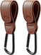MoBearer Baby Stroller Hooks Bag Hooks for Hanging Diaper Bags Multipurpose Hooks for Grocery Shopping Bags Premium Vegan Leather Pram Straps 2 Pcs (Brown.