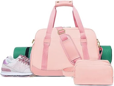 Cico Rider Sports Gym Bag for Women, Sport Duffle Workout Bags with Shoe CompartmentWet Pocket, Small Womens Gym Bags, A-Pink.